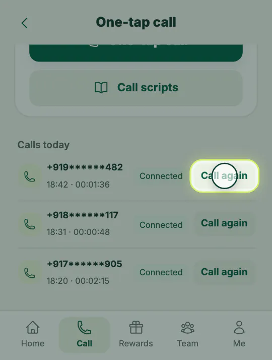 The screen for this step: Care for customers