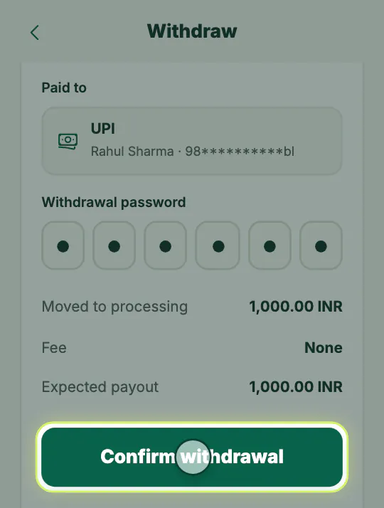 The screen for this step: Get paid